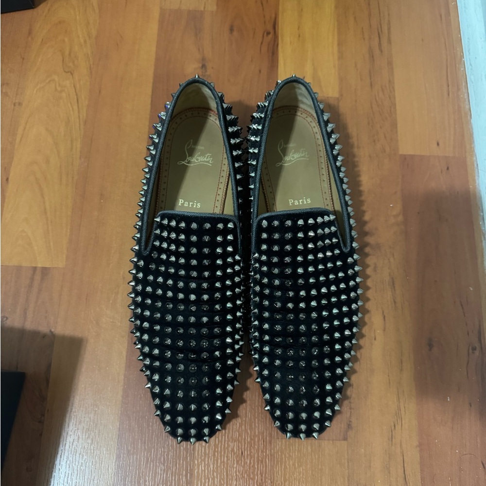Christian Louboutin Black Studded Loafers